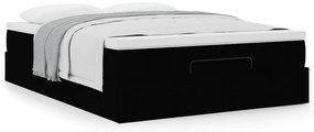 Estrutura de cama otomana com colchão 140x200 cm tecido preto