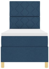 Cama Box Spring com Colchão e LED Azul 80x200 cm Tecido