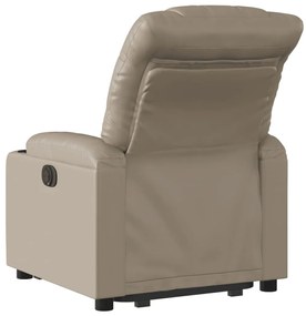 Poltrona reclinável elevatória couro artificial cor cappuccino