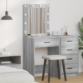 mesa de maquilhagem vidaXL com luzes LED Cinzento Sonoma 50x41x135 cm