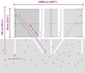 Cerca de Fio Soldado com 13 Postes Verde 0.6x100 m Aço