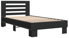 Estrutura de cama 90x190 cm derivados de madeira e metal preto
