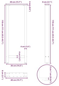 Pés para mesa de bar antracite 2 peças 40x(110-111) cm aço