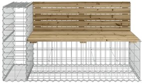 Banco de jardim c/ design gabião 122x71x65,5cm pinho impregnado