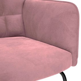 Cadeira de baloiço com banco veludo rosa