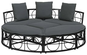 Cama lounge de exterior sem toldo vime PE preto