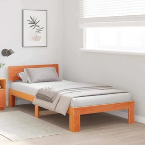 Estrado de Cama com Cabeceira Castanho 75x190 cm Madeira de Pinho Maci