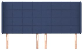 Cabeceira de cama c/ abas tecido 183x16x118/128 cm azul