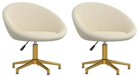 vidaXL Cadeiras de jantar 2 pcs veludo cor creme