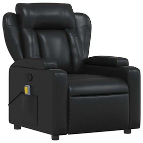 Poltrona de massagens reclinável couro artificial preto