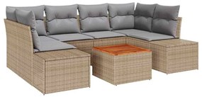 Conjunto de Sofás de Jardim com 7 Peças e Almofadas de Rattan Poliéste