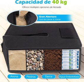 Saco de areia pentagonal para base de guarda-sol 47 x 46 x 16 cm, impermeável, abertura lateral, fivelas, alça dobrável e removível, para pátio, praia