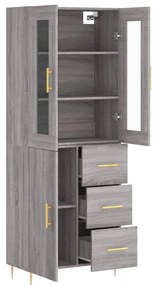 Armário alto 69,5x34x180 cm derivados de madeira sonoma cinza