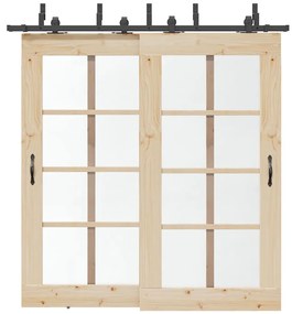 Kit de ferragens para porta deslizante 213,5 cm aço preto