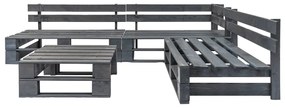4 pcs conjunto lounge de jardim paletes madeira cinzento
