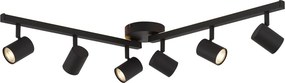 Foco de Teto Moderno Preto 6 Luzes GU10 50mm com Retroiluminação e Interruptor de 3 Posições - Back Up