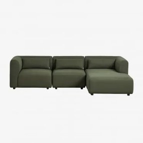Sofá Modular Chaise Longue Direito De 3 Peças Fogler Tecido Pele De Borrego Amarelo Curri - Sklum