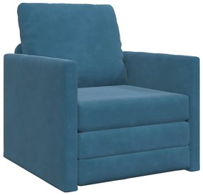 Sofá Cama 2 em 1 Azul 74x77x81 cm Veludo