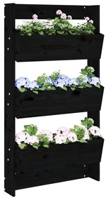 Floreira parede c/ 3 caixas 60x18,5x110cm pinho maciço preto