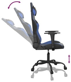 Cadeira gaming de massagens couro artificial preto e azul