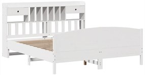 Cama com estante sem colchão 200x200 cm pinho maciço branco