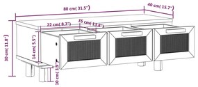 Mesa de centro 80x40x30 cm deriv. madeira/pinho maciço branco