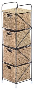 HomCom® Prateleira Cor Vime Natural e Preto Vime Metal 20x20x78cm