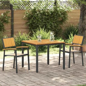 vidaXL Conjunto de Jantar para Jardim de 3 Peças em Madeira Sólida de Acácia e Metal