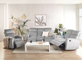 Conjunto de sofás com 6 lugares reclináveis elétricos em veludo cinzento claro VERDAL Beliani