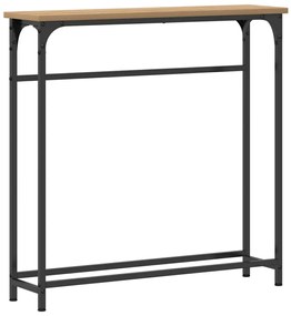 Mesa de Console vidaXL Carvalho Artesanal 75x19,5x75 cm Madeira de Eng