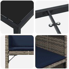 Conjunto de Jantar de Jardim de 5 Peças com Almofadas em Rattan Polipr