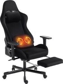 Cadeira Gaming, 73 x 70,5 x 137,5 cm, Massagem com Calor, Preta