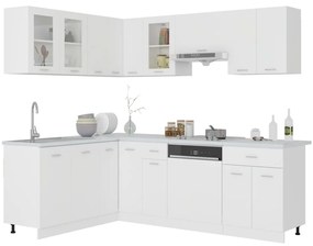 11 pcs conjunto armários de cozinha contraplacado branco