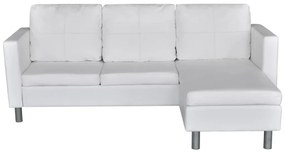 Sofá Secional 3 Lugares Couro Sintético Branco