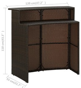 3 pcs conjunto de bar para jardim castanho