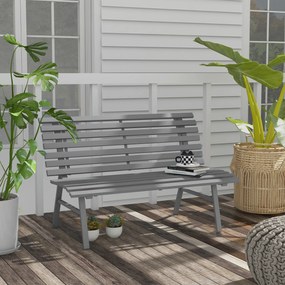 Banco de jardim para exterior com 2 lugares 123 x 67 x 79 cm, encosto com ripas, em alumínio, cinzento