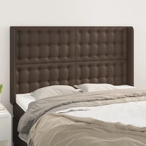 vidaXL Cabeceira cama c/ abas couro artif. 147x16x118/128 cm castanho