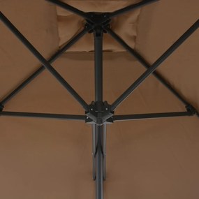 Guarda-sol exterior c/ poste em aço 250x250cm cinza-acastanhado