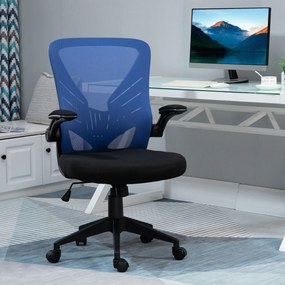 Cadeira de Escritório Ergonômica Giratória com Altura Ajustável Apoio para os Braços e Suporte Lombar Transpirável 62x59x99-107cm Azul e Preto