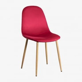 Cadeira de Veludo Glamm Vermelho & Madeira natural - Sklum