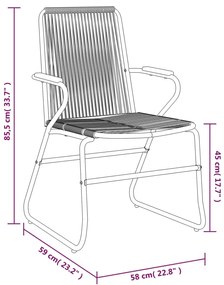 3 pcs conjunto de jantar para jardim vime PVC preto