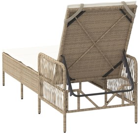 Espreguiçadeira Bege e creme Vime PE 157 x 55 x 92 cm Dobrável