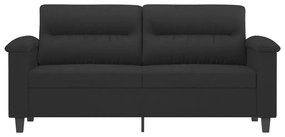 Sofá de 2 lugares 140 cm tecido de microfibra preto