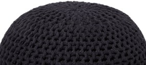 Pufe redondo em tricot preto 50 x 35 cm CONRAD Beliani