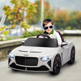Carro elétrico para crianças dos 3 aos 5 anos, 2 motores, 12 V, 25 W, 3-5 km/h, comando à distância de 2,4 GHz, Bentley Bacalar branco