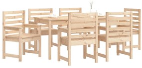 7 pcs conjunto de jantar para jardim madeira de pinho maciça