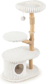 Arranhador para Gatos, 56 x 41 x 105 cm, 3 Plataformas Acolchoadas, Bege