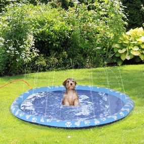 Splash Pad Tapete aquático com pulverizador 170 cm Tapete anti-respingos Piscina portátil de verão para cães azul