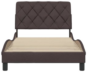 Estrutura de cama sem colchão 100x200 cm tecido castanho-escuro