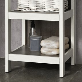 kleankin Estante para Casa de Banho de 3 Níveis Estante de Armazenamento de Casa de Banho Multiuso para Cozinha Sala de Estar Dormitório Anti-Tombo 32x30x82cm Branco e Cinza
